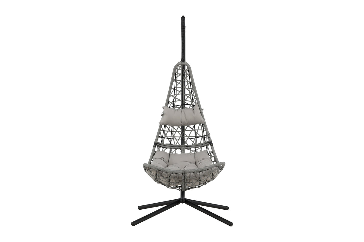 Venture Design Edinburgh hængestol med hynde i grå polyester, polyrattan og sort aluminium