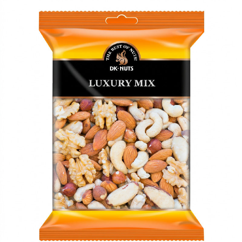 DK-NUTS Luxury Mix nøddeblanding med macadamia, pecan og bær, 0,25 kg