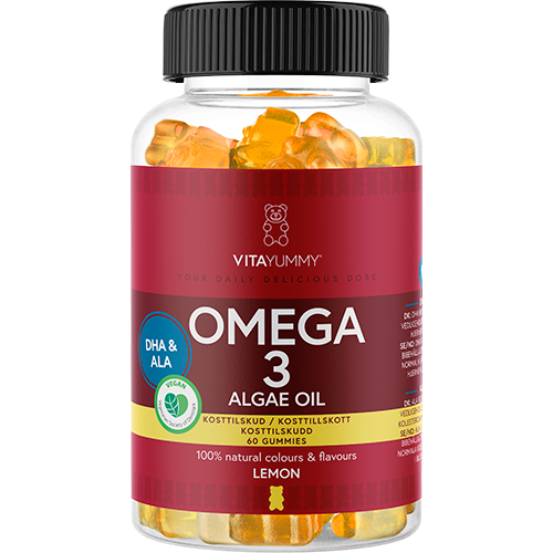 Pakning med VitaYummy Omega 3 Lemon veganske vingummier, 60 stk