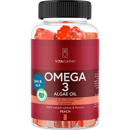 Pakke med VitaYummy Omega 3 Peach vegansk vitaminvingummi, 60 stk