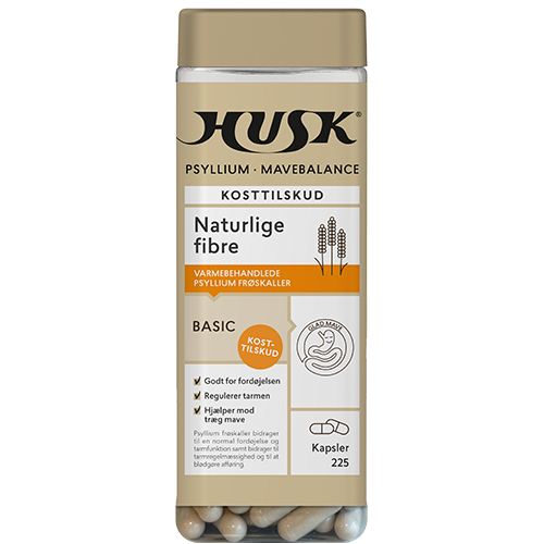Husk Psyllium Mavebalance kosttilskud i bøtte med 225 kapsler