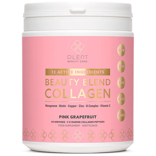 Pakke med Plent Beauty Blend Collagen kosttilskud med pink grapefruit, 265 g