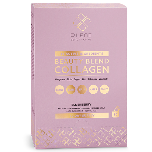 Æske med Plent Beauty Blend Collagen Elderberry kollagentilskud, 30 breve