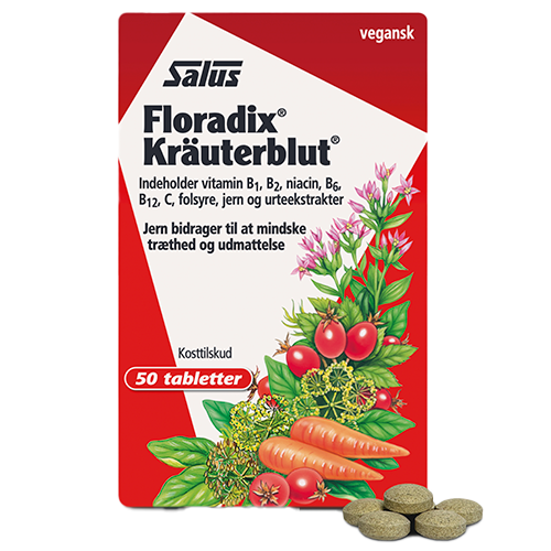 Salus Floradix Kräuterblut Urte-Jern tabletter, pakke med 50 stk.