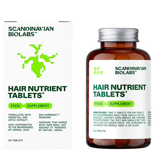 Pakning med Scandinavian Biolabs Hair Nutrient Tablets, kosttilskud i tabletform, 60 stk