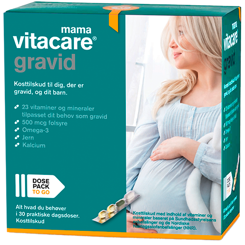 Blisterpakning med VitaCare Mama Gravid kosttilskud, 30 dagsdoser