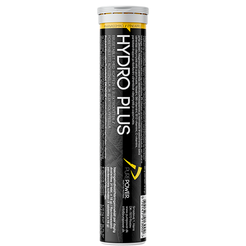 Rør med PurePower Hydro Plus brusetabletter med ananassmag, 20 stk