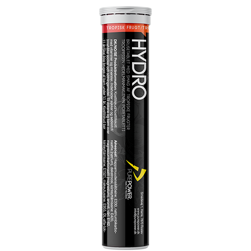Rør med PurePower Hydro Tropical brusetabletter med elektrolytter og vitaminer