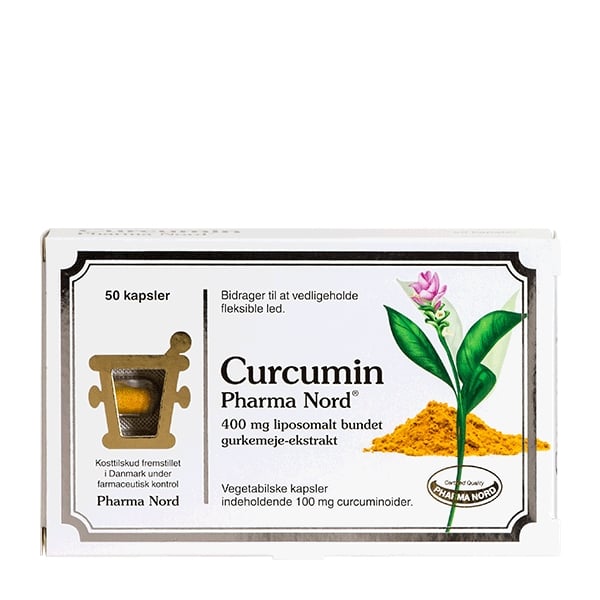 Pakning med Pharma Nord Curcumin, kosttilskud med gurkemejeekstrakt, 50 kapsler