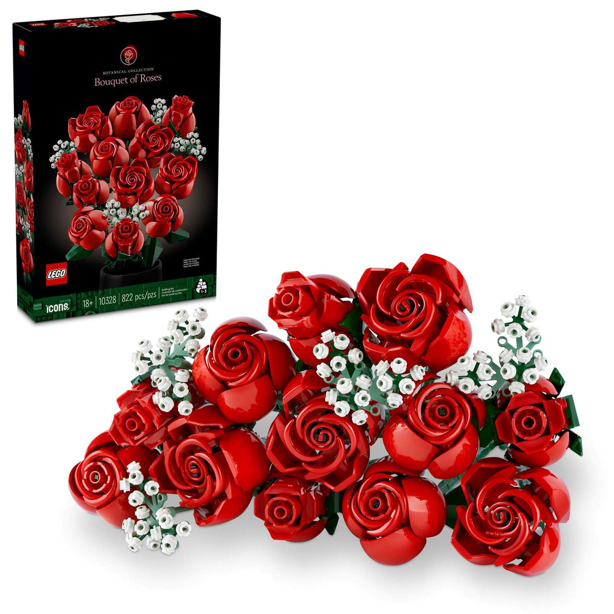 LEGO Botanicals Buket roser (10328) bygget buket af roser