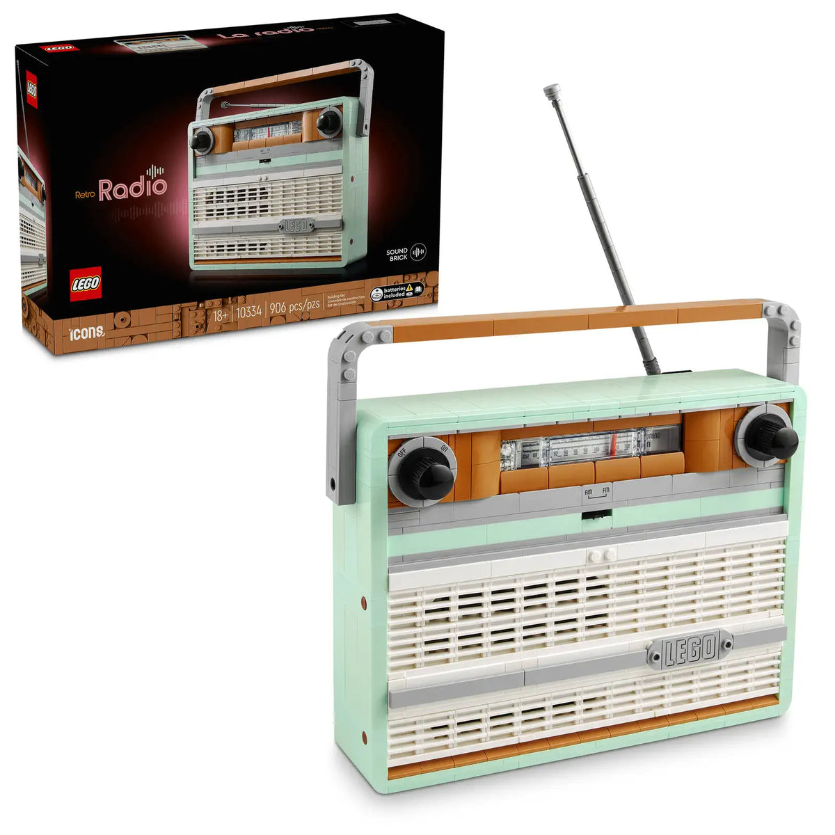 LEGO Icons Retro-radio 10334 byggesæt af vintage radio med antenne