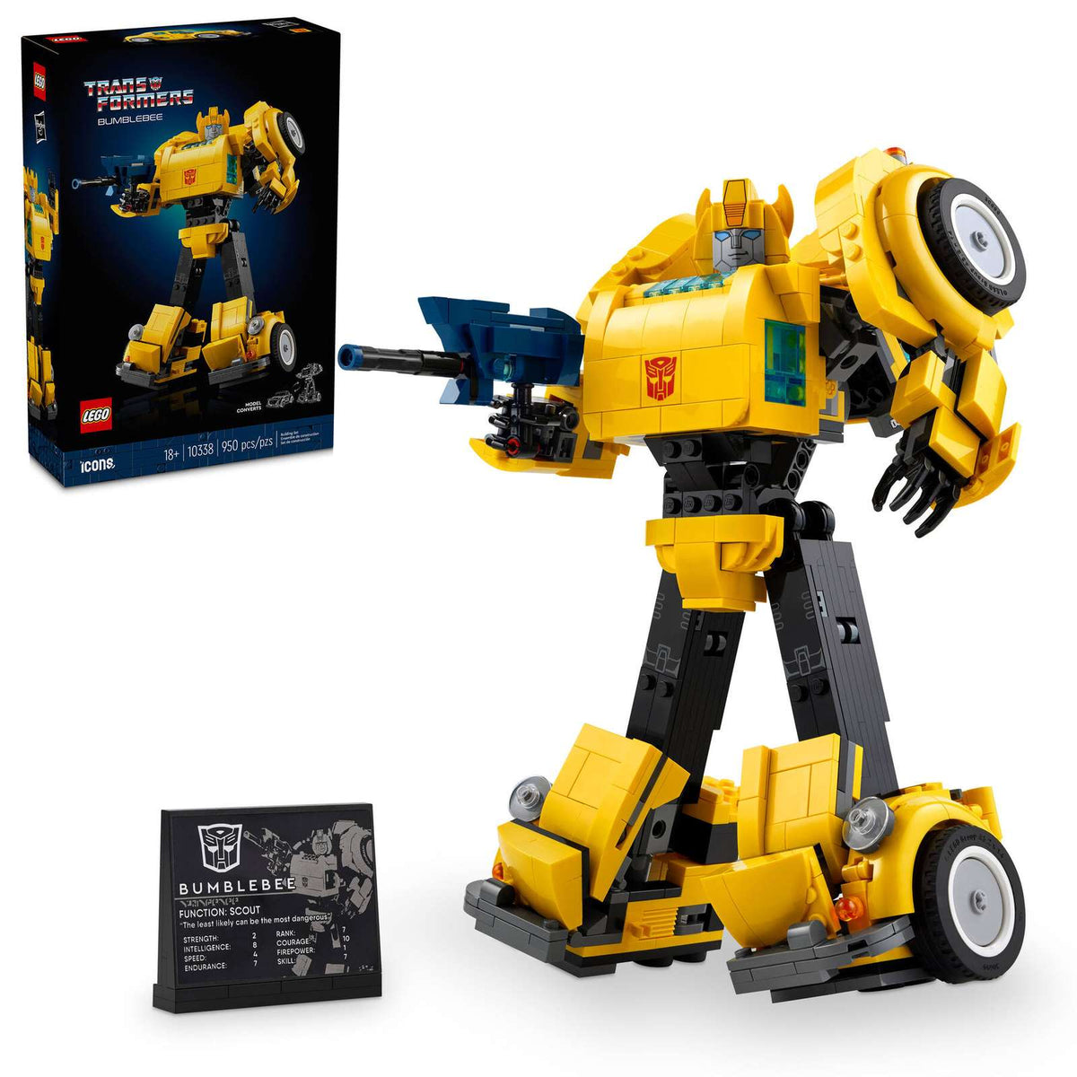 LEGO Icons Transformers Bumblebee 10338, model der kan omdannes til køretøjstilstand