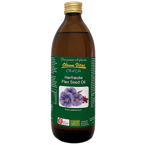 Livets Olie Oil of Life økologisk hørfrøolie i glasflaske, 500 ml