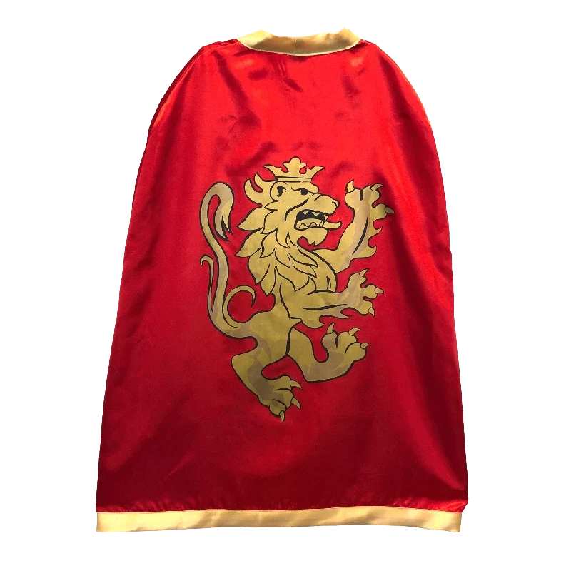 Rød ridderkappe Noble Knight fra Liontouch med guldløve