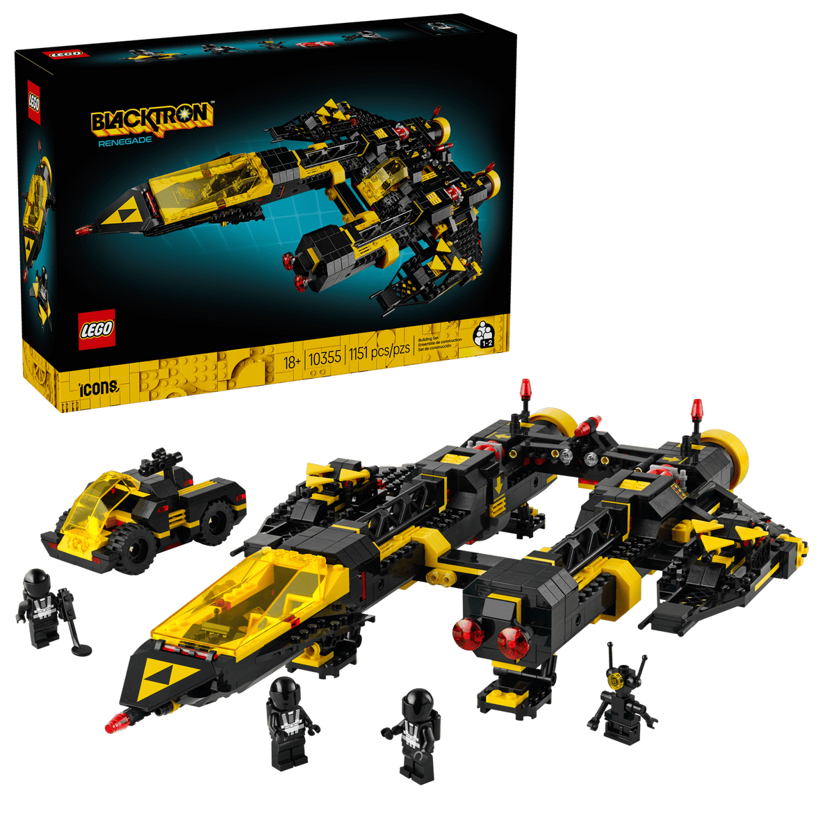 LEGO Icons Blacktron Renegade 10355, opskaleret rumskib i modulversion til voksne