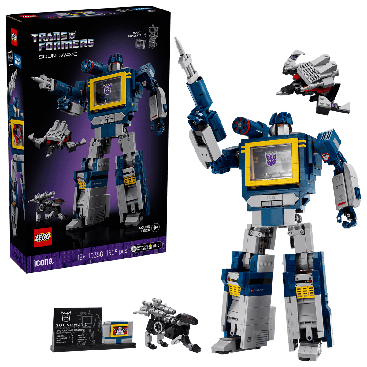 LEGO Icons Transformers Soundwave udstillingsmodel 10358