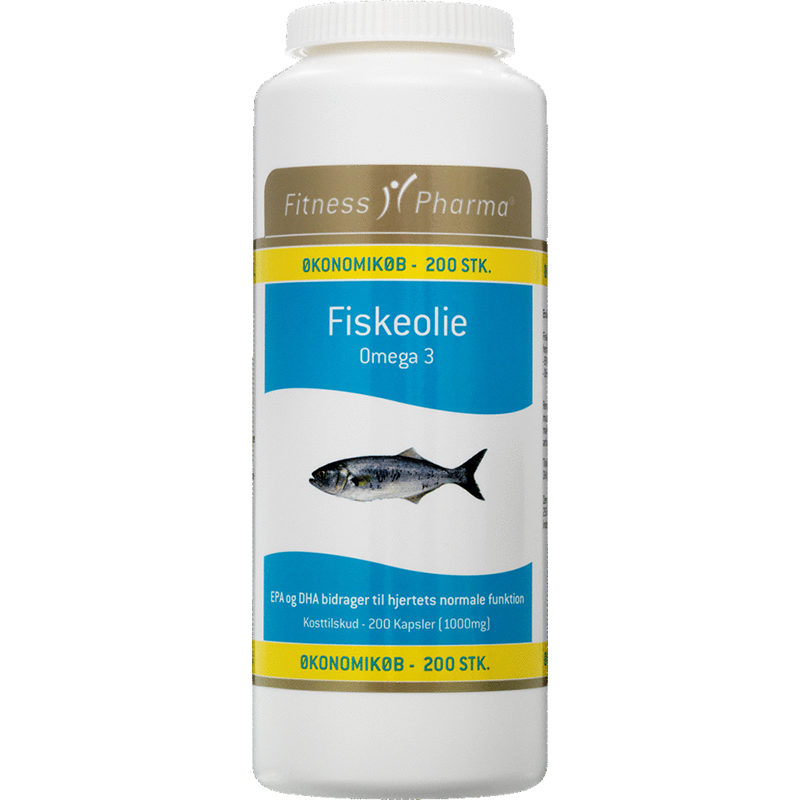 Fitness Pharma Fiskeolie kosttilskud med omega-3, pakning med 200 stk.