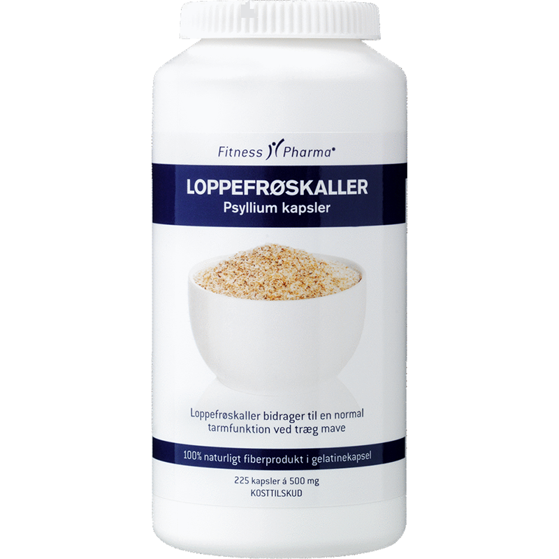 Fitness Pharma psyllium loppefrøskaller, pakke med 225 kapsler