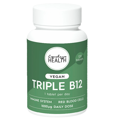 Pakke med Copenhagen Health Triple B12 Vegan tabletter, 120 stk.