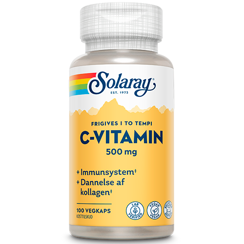 Solaray C-vitamin 500 mg med hyben og acerola, pakke med 100 kapsler