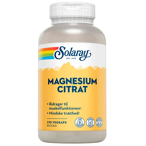 Solaray Magnesium Citrat, kosttilskud med magnesiumcitrat i 270 kapsler