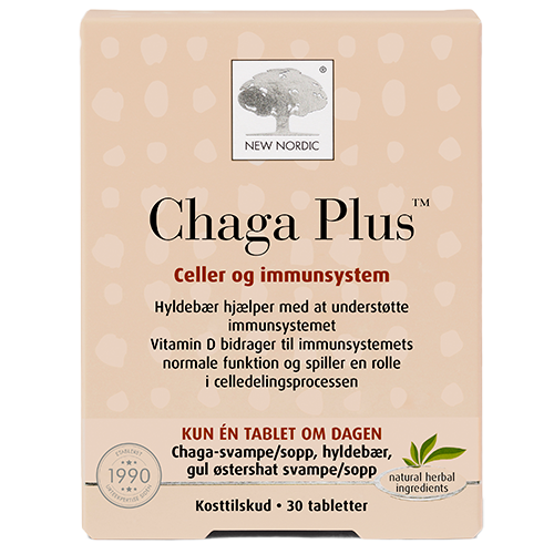 Pakning med New Nordic Chaga Plus kosttilskud, 30 tabletter