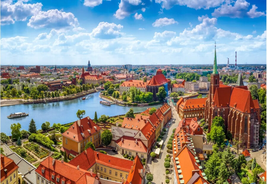 Castorland puslespil Aerial View of Wrocław, Poland med 1000 brikker