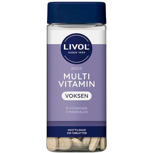 Pakke med Livol Basis Multi Vitamin Voksen, 230 tabletter