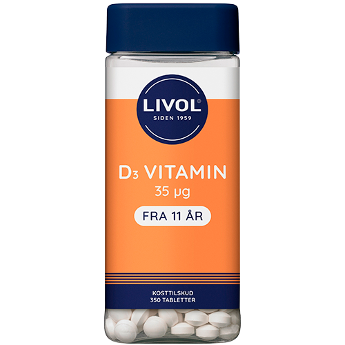 Pakke med Livol Vitamin D 35 mcg, 350 tabletter