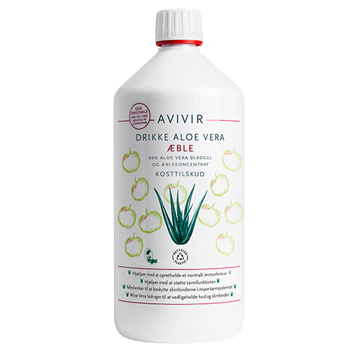 Avivir Drikke Aloe Vera 95 % med æble, flydende kosttilskud, 1 liter
