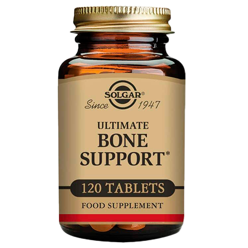 Glas med Solgar Ultimate Bone Support kosttilskud, 120 tabletter