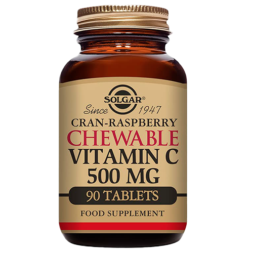 Solgar Vitamin C 500 mg tyggetabletter med tranebær- og hindbærsmag, 90 tabletter