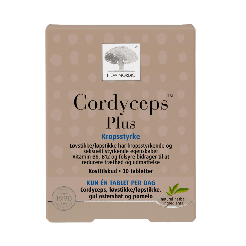 Pakke med New Nordic Cordyceps Plus kosttilskud, 30 tabletter