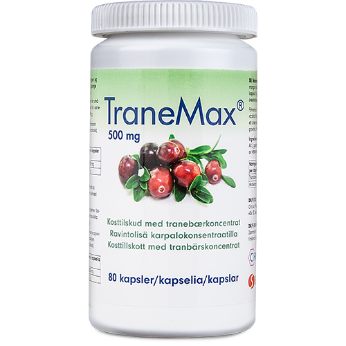 ABIGO TraneMax 500 mg tranebærekstrakt, pakke med 80 kapsler