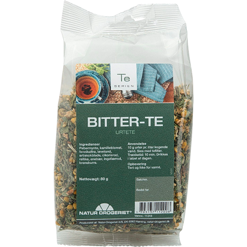 Pakke med Natur Drogeriet Bitter-Te, urtete med markant bitterhed, 80 g