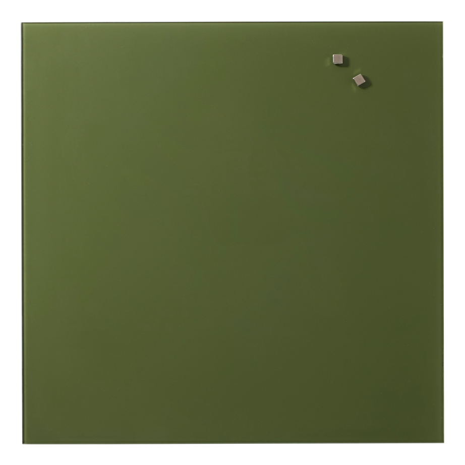 Kvadratisk magnetisk glastavle 45 x 45 cm i mørkegrøn