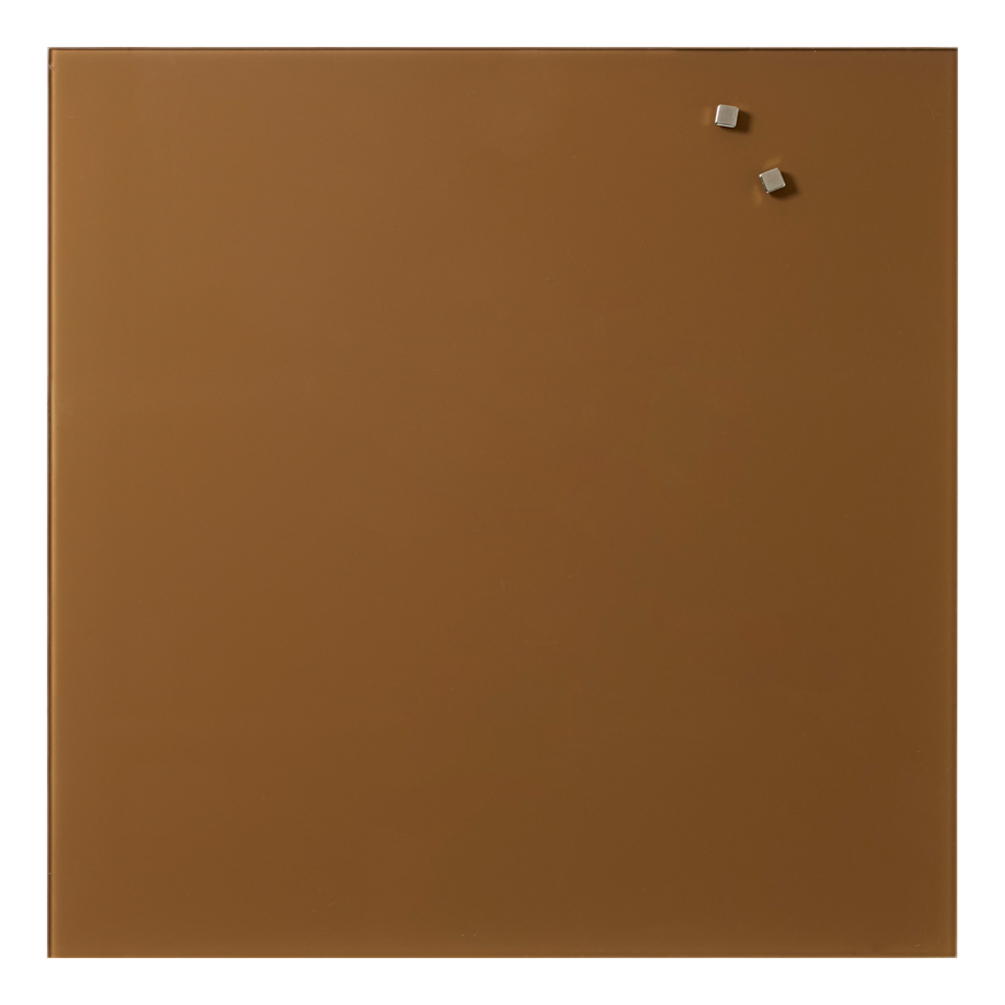 Kvadratisk magnetisk glastavle 45 x 45 cm i brun