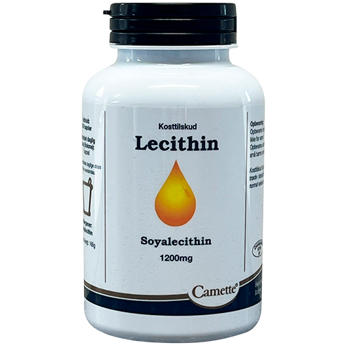 Pakning med Camette Lecithin 1200 mg kosttilskud, 100 kapsler med sojalecithin