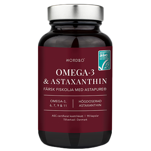 Nordbo Omega-3 & Astaxanthin, pakke med 90 kapsler