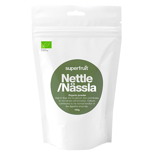 Superfruit Nettle økologisk brændnældepulver i pakke med 100 g