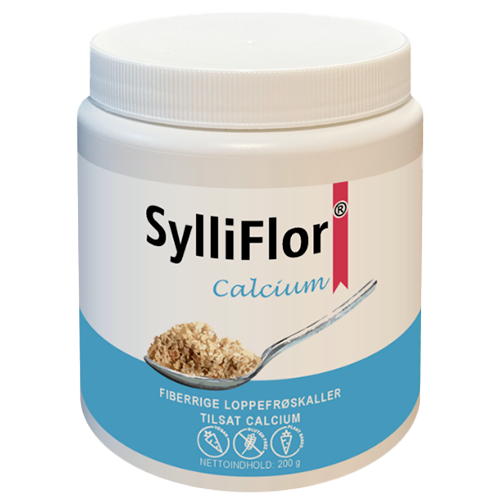 Sylliflor Calcium med loppefrøskaller, kosttilskud i pakning med 200 g