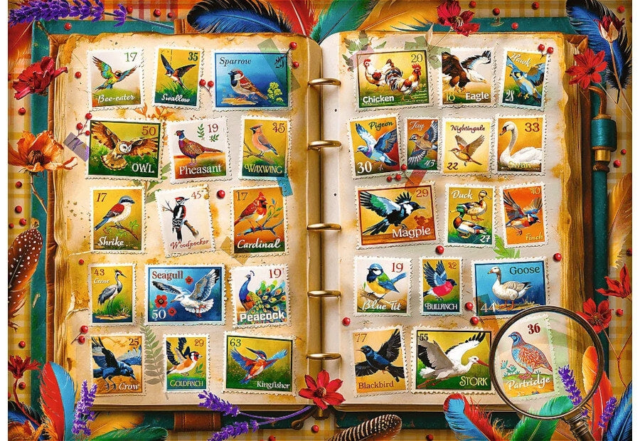Trefl puslespil Stamp Collection Bird Atlas med 1000 brikker
