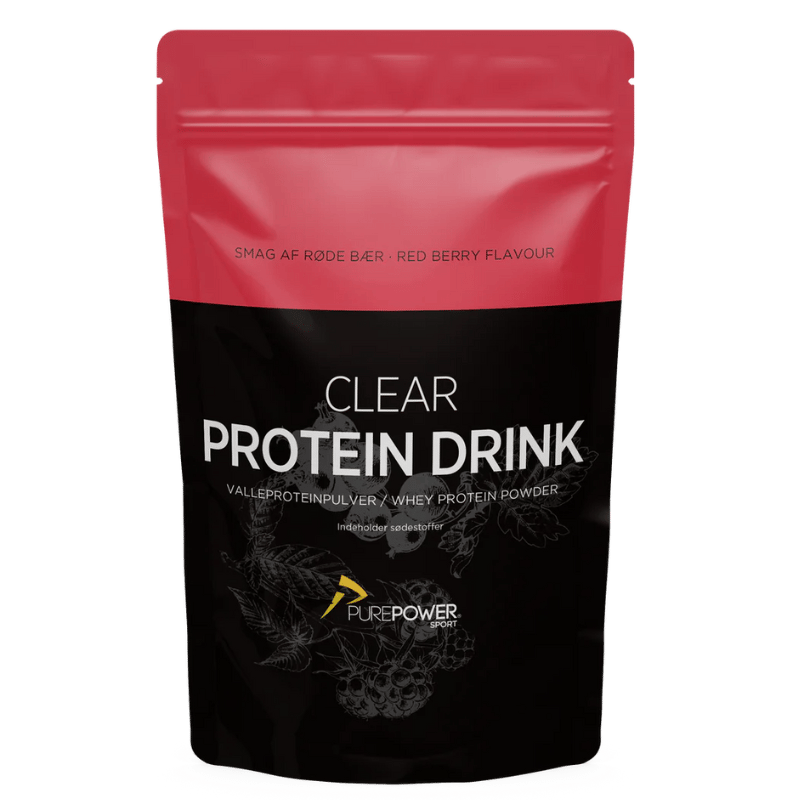 PurePower Clear Whey proteinpulver med rødebærsmag, 400 g
