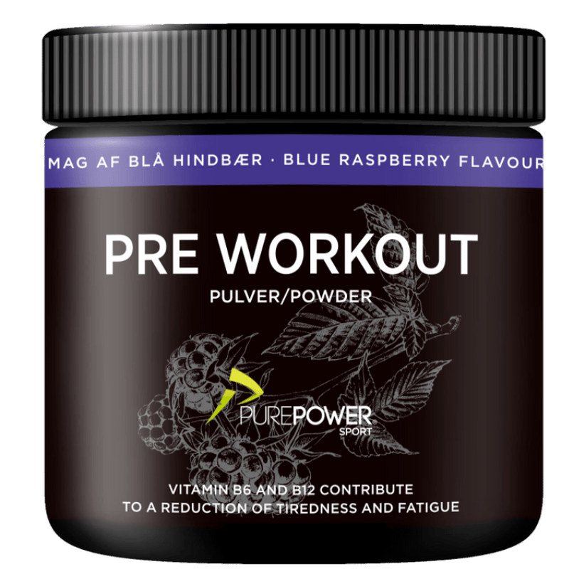 Beholder med PurePower PWO pulver i smagen Blue Raspberry, 300 g