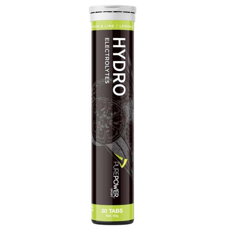 Tube med PurePower Hydro hurtigopløselige tabletter med smag af citrus og lime