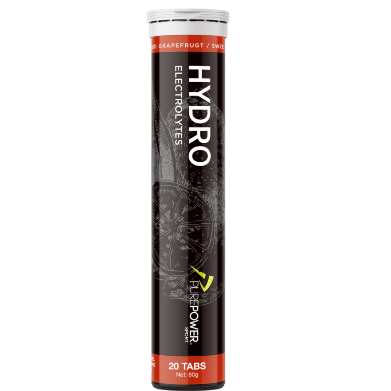 Rør med PurePower Hydro Sød Grape brusetabletter med grapefrugtsmag, 20 stk.