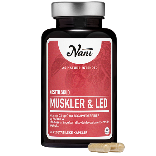 Æske med Nani Muskler & Led kosttilskud, 90 kapsler med urteekstrakter