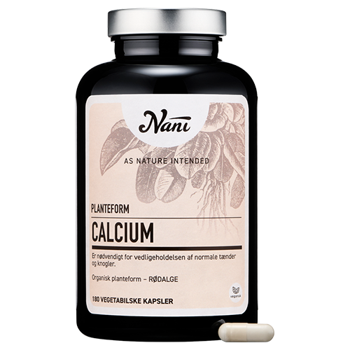 Pakning med Nani Calcium økologisk vegansk calciumtilskud, 180 kapsler