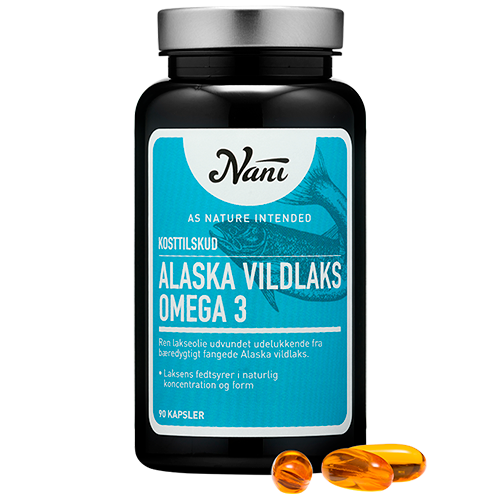 Nani Alaska Vildlaks Omega 3 kosttilskud i pakke med 90 kapsler