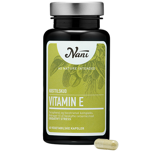 Nani Vitamin E kosttilskud i pakke med 60 kapsler